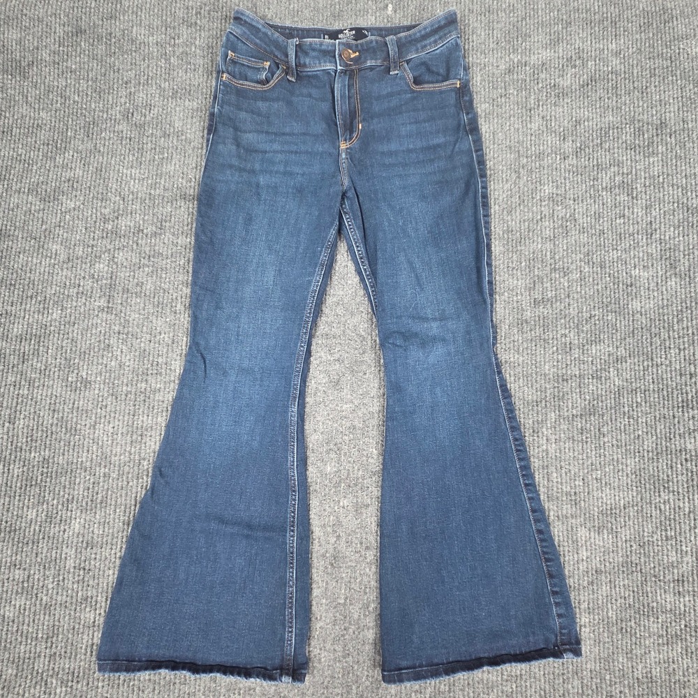 Hollister High Rise Flare Jeans Dark Wash Soft Stretch‎ 8S W29S 261012